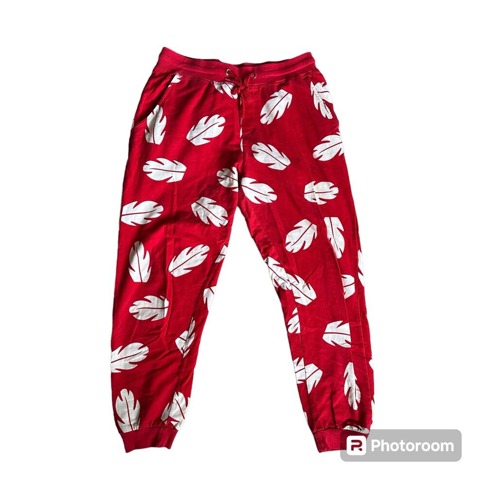 Disney Lilo And Stitch Sweat Pants Red Floral Size Youth Large